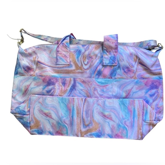 Luv Betsey Johnson Weekender Bag Marble Pink Swirls L Marly Logo New w/pouch - Picture 6 of 9